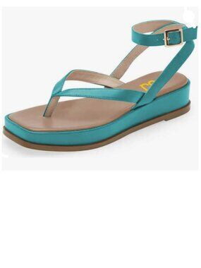 FSJ Teal Ankle-Strap Platform Sandals